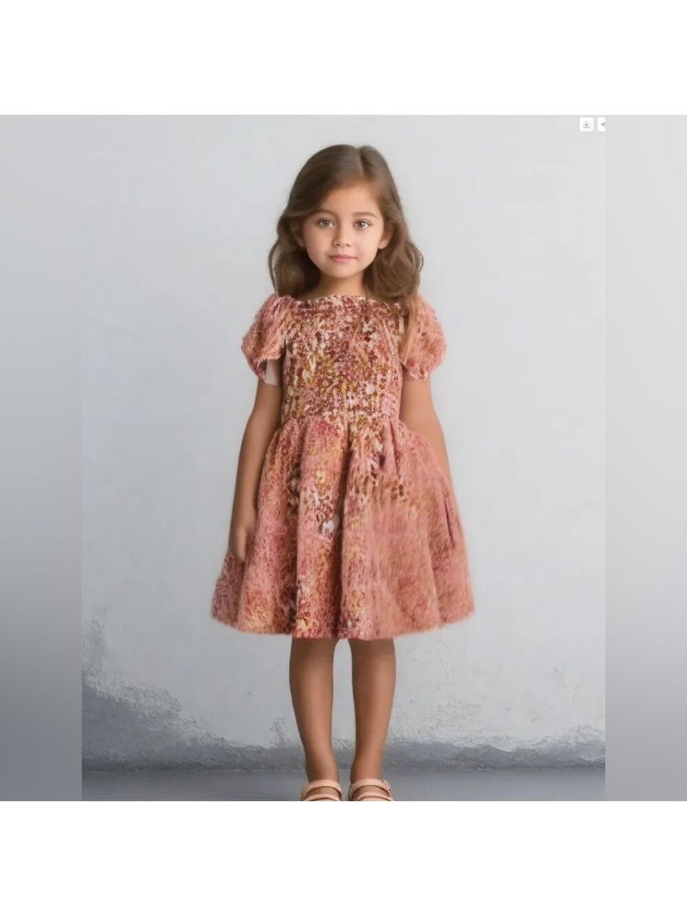 Speechless Girls Short Sleeve Floral Ruffled Sleeve A-Line Dress